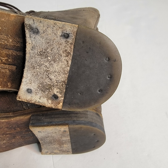 Allsaints 38/8 Distressed Military Combat Boots Leather Suede Faux Fur Lined - Picture 9 of 10